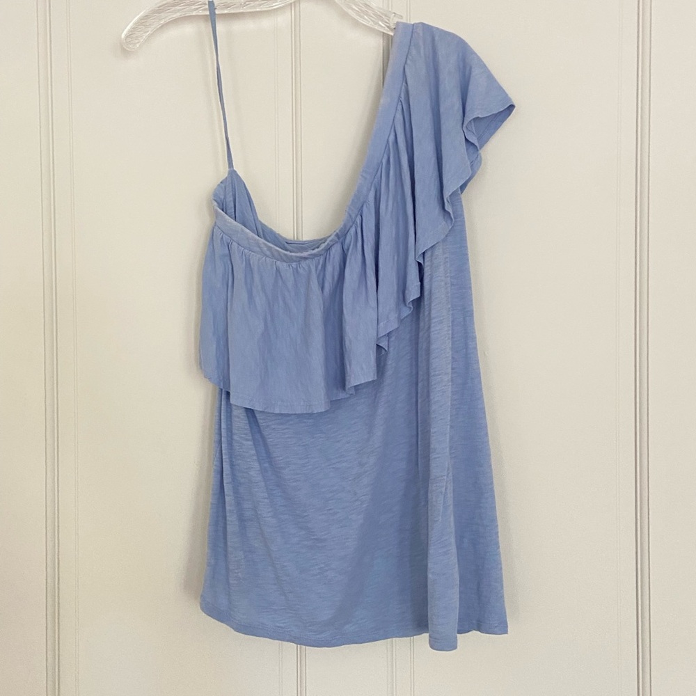 Velvet Light Blue One-Shoulder Top L